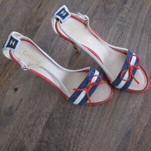 Chanel CC Sandal Heels – Red Blue White